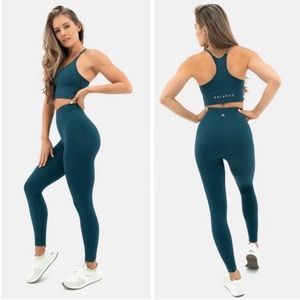 Balance Athletica Teal Blue Green Energy Quartz Textured High Waist Leggings XS